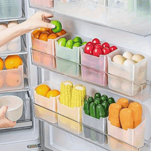 6 fridge storage boxes multipurpose containers for storage Space-saving Refrigerator Side Door Organizer for fridge kitchen Fruits, Vegetables Storage Containers- transparent, Plastic