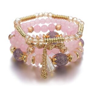 Latest Stylish Bohemian Stackable Multilayer Crystal Charm Beaded Bracelet for Women Girls