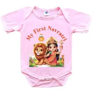 My First Navratri Durga Puja Romper Bodysuit Onesie Dress for Newborn Baby Boys Girls