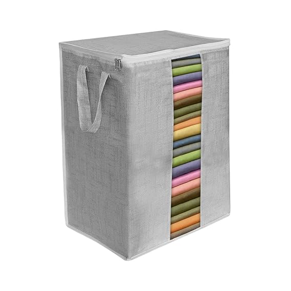 XXXL Saree Cover/sari organizer with handles and transparent front Extra Large Sari Cover (Single) JuteGrey