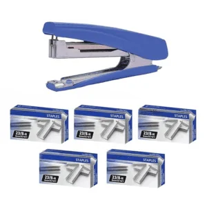 Essentials HD-10D & 10/1M Staples Combo | Standard Stapler with Quick Loading Mechanism | Sturdy & Durable for Long Time Use | Color May Vary, Pack of 1