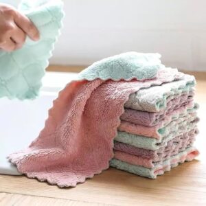 10 Pcs Microfiber Cloth Small Size Kitchen Dish Cleaning Nonstick Oil Coral Velvet Microfiber Wipes Magic Oil Resistant Kitchen Cleaning Cloth -10 pcs - 15cm x 27cm (15 x 27cm)