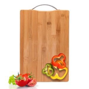 Wooden Bamboo Cutting Board with Antibacterial Surface with Stainless Steel Handle, Chopping Board for Kitchen, Cutting Board for Kitchen (Wood)