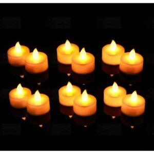 12 Pcs LED Tea Light Candles | Flameless, Smokeless Diyas | Decorative Acrylic Candles for Navratri Decoration Setup for Home, Home Decor, Diwali, Deepawali, Festival Gifting