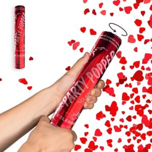 14-inch Heart Foil & Paper Confetti Popper Shooter - Red