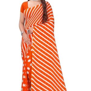 Printed Bollywood Georgette Saree for Women With Unsticted Blouse Peice (Orange)