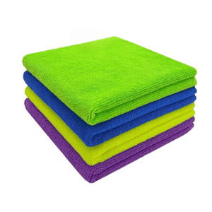 Microfiber Cleaning Cloths, 4pcs 40x40cms 340GSM Multi-Colour! Highly Absorbent Lint and Streak Free Multi -Purpose Wash Cloth for Kitchen Window Stainless Steel Silverware.??