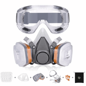G-500 Reusable Respirator Mask With A1P2 Filters | Anti-Gas, Anti-Dust | Gas Mask Ideal For Painting, Woodworking, Construction, Sanding, Spraying, Chemicals, DIY Etc, Grey