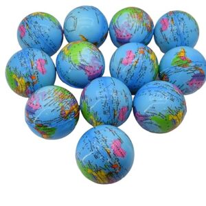 Poojavi 12 Pcs Soft Foam Sponge Balls with Globe Prints Light Weight- Kids Birthday Return Gifts (Globe Set of 12)