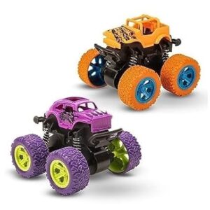 Poojavi Toy Imagine 4x4 Mini Monster Truck for Kids ? Friction Powered Stunt Car 360? Spin Action | Pack of 2 Push & Go Off-Road Vehicles | Toy Cars for Boys Ages 3?8 | Best Birthday Gift (Color May Vary)