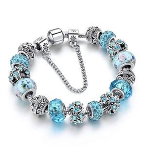 Silver Plated Stylish Latest Crystal Bracelet Bangle Jewellery For Girls and Women (Blue)
