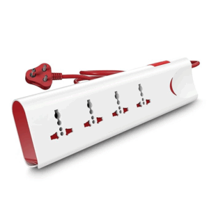 Extension Board 10Amp Output 250 Volts with 2 Mtr Extension Cord & Surge Protector | Master Switch, Safety Shutter, 4 International Sockets | Multi Plug Travel Adapter for Home Appliances