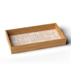 Premium Handcrafted Wooden Tray for Serving(16x10inch) Tray Set for Decoration | Kitchen & Dining Organizer | Premium MDF | Large, Medium, Small Multipurpose Tray | Enamel Coated Waterproof