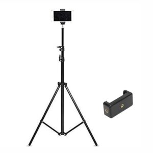 Lightweight & Portable Portable 7 Feet (84 Inch) Long Tripod Stand with Adjustable Mobile Clip Holder for All Mobiles & Cameras (Black)