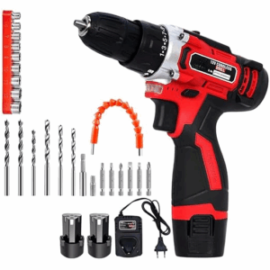 12-volt Pro Series Cordless Drill Machine | 45N.m Torque | 1950 RPM Speed | 25+1 Clutch | 2 Speed Gearbox | 3/8" Keyless Chuck | 1500mAh Battery | Fast Charger, ?600 Watts, Red