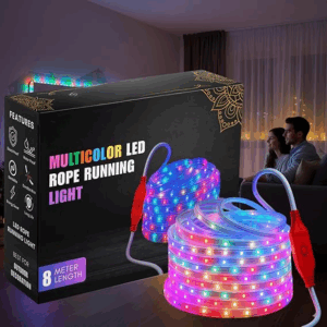 8M LED Rope Light ? Multicolor Waterproof Decorative Strip, 48 LEDs/m Plug-in Running Lights for Balcony, Ceiling, Garden, Home, Outdoor, Party, Festival & Christmas Decoration