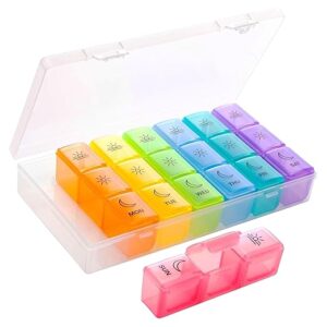 Weekly Pill Organizer 7 Day ? 3 Times a Day | 21 Slots Large Moisture-Proof BPA-Free Medicine Box | Portable Travel Pill Case for Pills, Tablets, Vitamins & Supplements (3 Times 7 Day)
