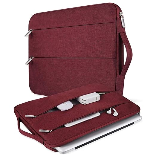 13.3 inch MacBook Laptop Sleeve Case Cover Pouch Hand Bag for Men Women Compatible for Most MacBook Pro Chromebook Surfacebook Notepad Dust-proof Waterproof Fabric -Maroon Red