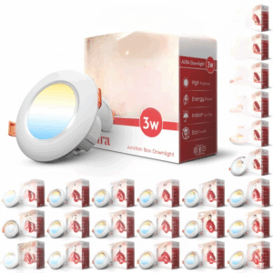 3W Aura LED Deep Junction Box 3-in-1 Color Changing Light (Cool White/Warm White/Natural White, Pack of 25)