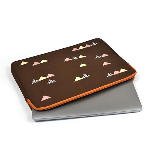 13" inch Laptop Sleeve Case Cover Pouch Computer Bag for MacBook Pro, Dell Lenovo HP Asus Acer Chromebook, Cats Tooth Pattern Laptop Covers One Main & One Accessories Pocket (Mocha)