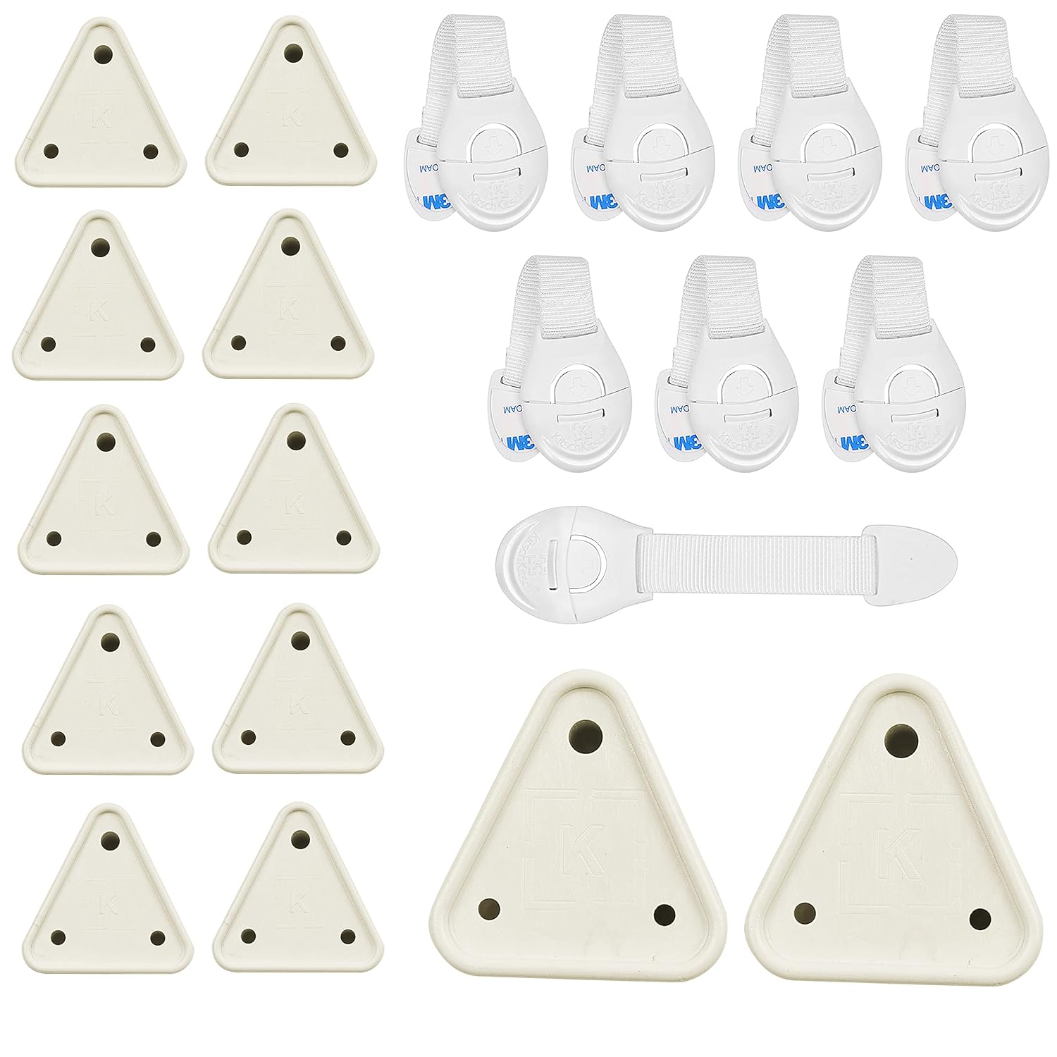 Baby Infant Child Proofing Safety Cabinet Cupboard Drawer Lock and Socket Cover Combo 5A 15A (White) (Pack of 12 + 8 Drawer Locks)