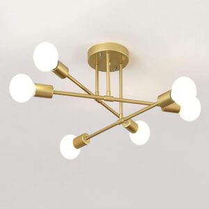 6-Light Ceiling Light for Living Room, Modern Metal Chandelier Light Fixture, Pendant Lights for Ceiling, Without E27 Bulb