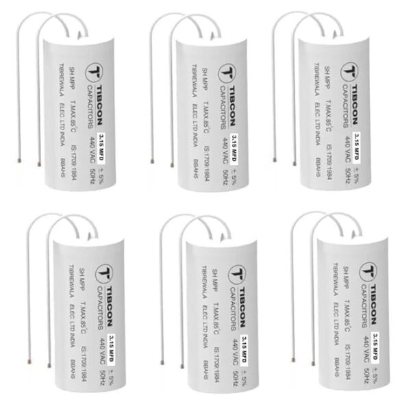 2.5 MFD 440V Tibcon Capacitor for Ceiling Fan & Mini Cooler Motor CAN (Pack Of 6)