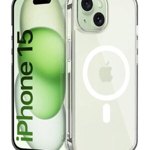 Cobos of 2 Ultra-Hybrid Back Case Cover for iPhone 15 Compatible with MagSafe | Sleek Hard Crystal Clear Back | Drop & Camera Protection | Shockproof Mobile Case For iPhone 15 (PC & TPU, Transparent)
