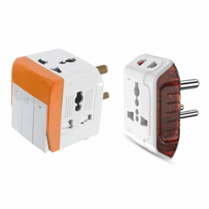 3 Pin Multi Plug Socket and 2-Pin&3-Pin Plug with Individual Switch Safety Shutter LED Indicator-Multi Plug Adapter Combo for Home Office Travel-5A-250V (Pack of 2)