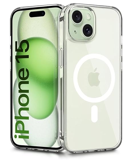 Cobos of 2 Ultra-Hybrid Back Case Cover for iPhone 15 Compatible with MagSafe | Sleek Hard Crystal Clear Back | Drop & Camera Protection | Shockproof Mobile Case For iPhone 15 (PC & TPU, Transparent)