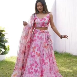 lehenga choli for women , holi lehenga ,festive lehenga choli for women , organza lehenga , Lehenga choli with dupatta