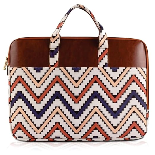 Bag 15 to 15.6 Inch for Woman | Jute & Vegan Leather Handcrafted Slim Case with Zipper | Stylish & Durable Office Laptop Bag for Work, College and Travel