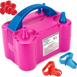 Electric Air Balloon Pump Machine - Dual Nozzle Balloon Pump with 2 Pcs Tying Tool | Balloon Blower Machine | Balloon Pumper | Automatic Balloon Inflator Machine (Latex,Pink)