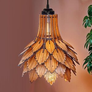 Handcrafted Wooden Pendant lamp, Autumn Leaves Design Ceiling, Hanging lamp Home Decor Chandelier Light | E27 Bulb Included | Decoration for Restaurants, Hotel, Home, Bedroom, Dining & Caf?