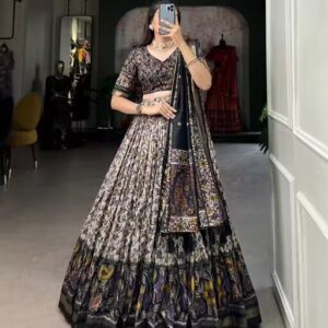 Women's Collection Dolla Silk Lehenga Choli Suryamukhi Print with Semi-Stitched Unstitched Cholli and Blouse