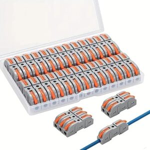 17Pcs Lever Wire Cable Connectors, 1 in 1 Out Electrical Splice Inline Terminals, 24-12 AWG Push Type Quick Splice Lock Compact Wire Jointer Conductor For Home, Electrician Use