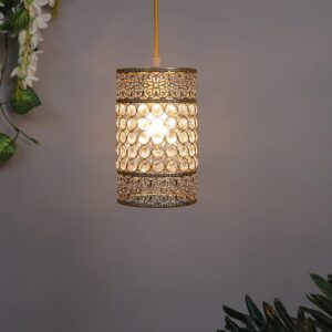 Vintage Crystal Hanging Light | Antique Gold Finish | Pendant Light | Ceiling Lamp | Home Decor | Indoor Lighting | Living Room, Bedroom, Dining Room, Kitchen | Trending Home Accessories
