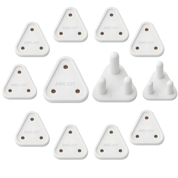 12 Socket Plug Cover Childproof Safety Guards for Indian Switchboards | Shock Protection for Kids & Toddlers | Electrical Guard for Baby (Pack of 12 (5Ax10, 15Ax2) White)