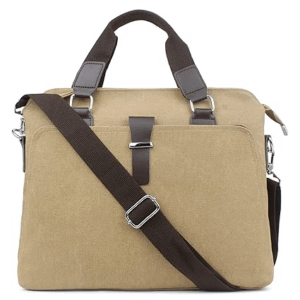 Unisex City Compact Fleet Canvas Laptop Messenger Bag with Adjustable Straps 14 inch- Khakhi