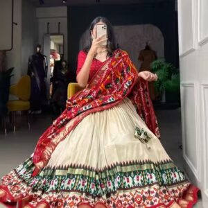White Patola Print Traditional Lehenga Choli