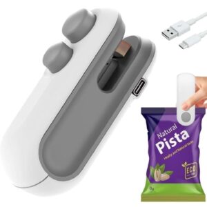 Plastic Bag Sealing Machine | Mini Bag Sealer with Cutter and Magnet | Packet Sealer for Food, Chips, Snacks, Traveling Food Packets Bags (Rechargeable) 1Pcs (Black)
