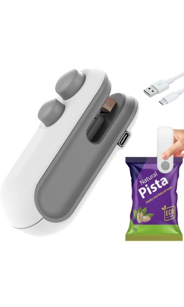 Plastic Bag Sealing Machine | Mini Bag Sealer with Cutter and Magnet | Packet Sealer for Food, Chips, Snacks, Traveling Food Packets Bags (Rechargeable) 1Pcs (Black)