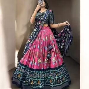 Women's Collection Dolla Silk Lehenga Choli Patola Print with Foil Work With Unstitched Blouse