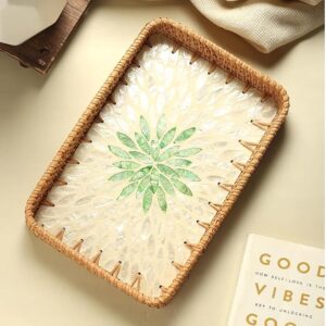 Cultures Fabricating India Cane Rattan Decorative Tray - Tropical Gift Hamper Serving Wooden Table Decor (S-30 X 20 X 5 Cm) - Rectangular