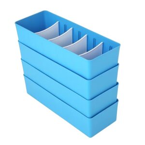 EDGE Multipurpose BPA free Stackable Drawer Wardrobe and Socks Organiser Storage Drawer for Socks, Bangles, Stationery, Cosmetics (Light Blue, Set of 4)
