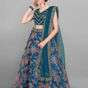 Suppar Sleave Embroidered Semi Stitched Lehenga Choli
