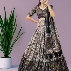 Women's Collection Dolla Silk Lehenga Choli Patola Print with Foil Work With Unstitched Blouse