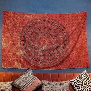 Cotton Tapestry Mandala Ombre Tapestry Bedspread Wall Hanging Bedsheet Asthetic Psychedelic Indian Bedspread Wall Art D?cor - Orange - 54x84 Inches