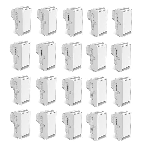 10 Ampere Push Button One Way Switch, White - (Pack Of 20)
