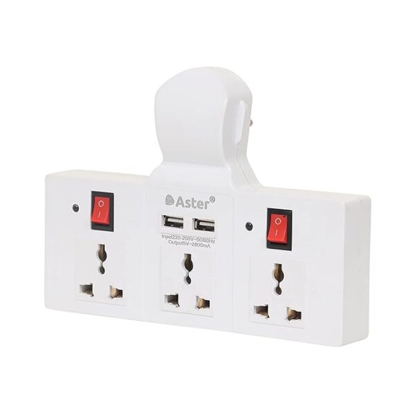 Ex100 Cordless Extension Board With Usb Ports & 3 Universal Sockets With Individual Switch Buttons & Led Indicators, Short Circuit Protection, Compatible For Electronic Devices (White),250Volts